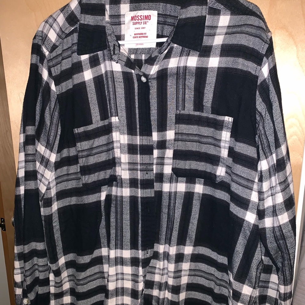 Merona black and white buffalo plaid flannel